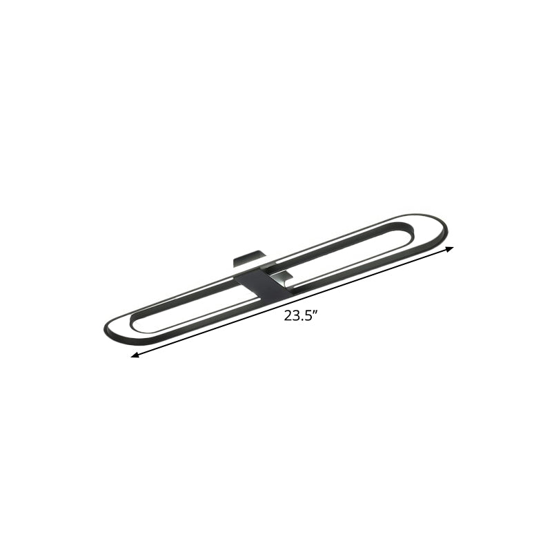 Black Dual Rectangle Led Flush Ceiling Light Modern Metallic Mount Fixture 16’/23.5’/31.5’