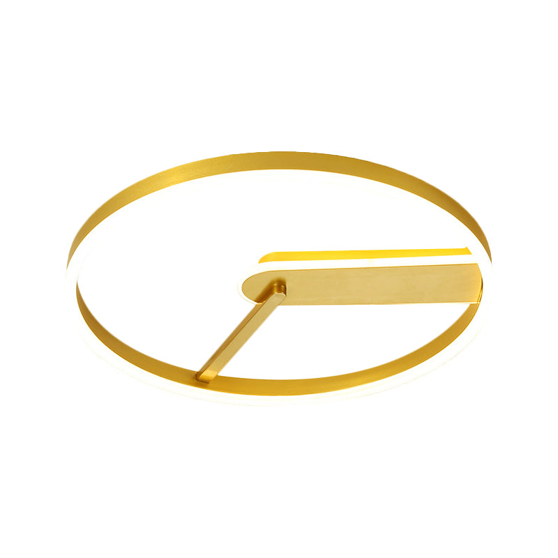 Simplicity Led Gold Flush Mount Lamp With Metallic Shade 16’/19.5’ Wide – Warm/White Light