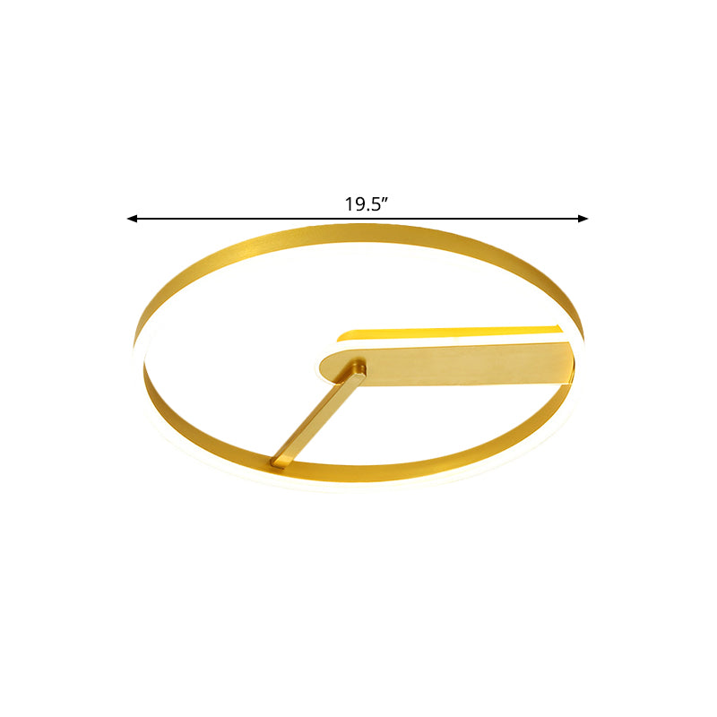 Simplicity Led Gold Flush Mount Lamp With Metallic Shade 16’/19.5’ Wide – Warm/White Light