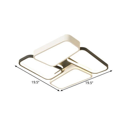 Modernistic Trapezoid Led Ceiling Flush Mount In Black - White Metallic Finish With Warm/White/3