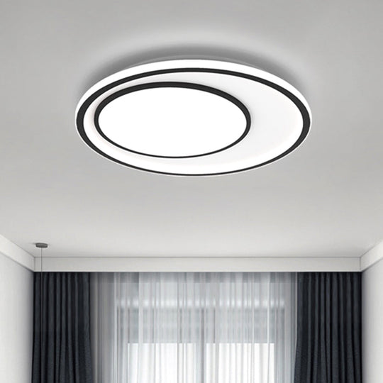 Nordic Led Flushmount Lighting Metal Round Ceiling Flush Mount In Black 16.5’/20.5’ Width