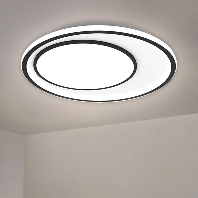 Nordic Led Flushmount Lighting Metal Round Ceiling Flush Mount In Black 16.5’/20.5’ Width