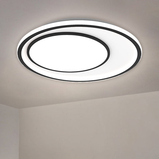 Nordic Led Flushmount Lighting Metal Round Ceiling Flush Mount In Black 16.5’/20.5’ Width