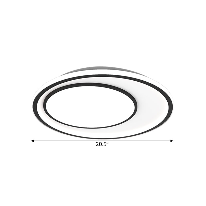 Nordic Led Flushmount Lighting Metal Round Ceiling Flush Mount In Black 16.5/20.5 Width Customizable