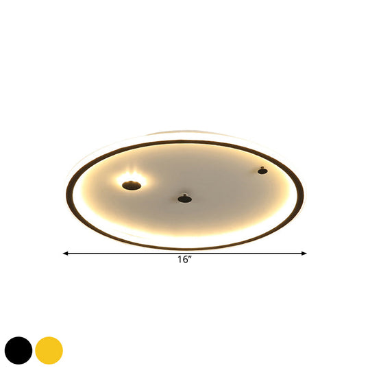 Simple Led Flushmount Black/Gold Round Ceiling Lamp Fixture - 16’/19.5’ Width Acrylic Shade