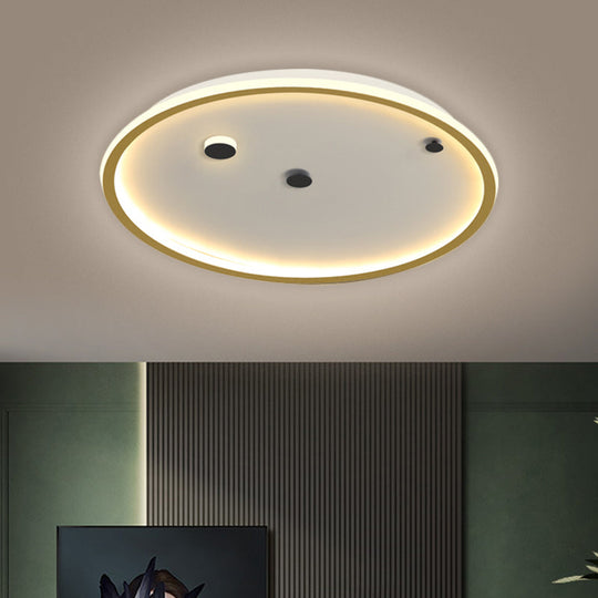 Simple Led Flushmount Black/Gold Round Ceiling Lamp Fixture - 16’/19.5’ Width Acrylic Shade