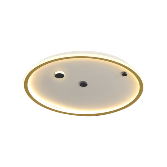 Simple Led Flushmount Black/Gold Round Ceiling Lamp Fixture - 16’/19.5’ Width Acrylic Shade
