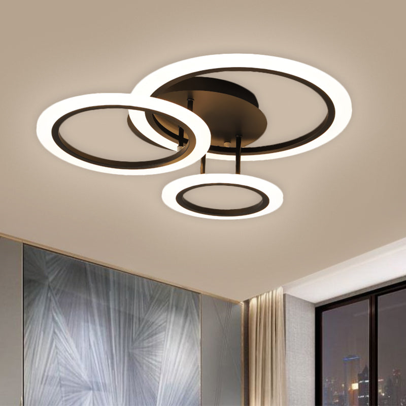 Modern Tiered Led Bedroom Flush Mount Lighting In Brown 19.5’/21.5’ W (Customizable 7 Days)