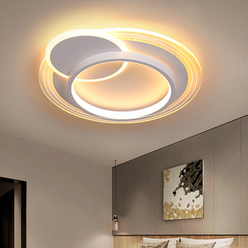 Minimalistic Led Ceiling Flush Mount Lamp Metallic Round Design 16.5’/20.5’ Wide Warm/White