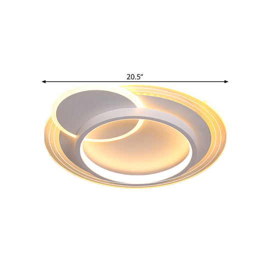 Minimalistic Led Ceiling Flush Mount Lamp Metallic Round Design 16.5’/20.5’ Wide Warm/White Light