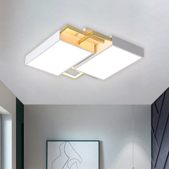 Modern Metal Led Flush Mount Light In Black/Gold Finish 16/19.5 Width With Warm/White Gold / 16 Warm