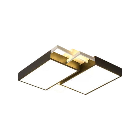 Modern Metal Led Flush Mount Light In Black/Gold Finish 16’/19.5’ Width With Warm/White