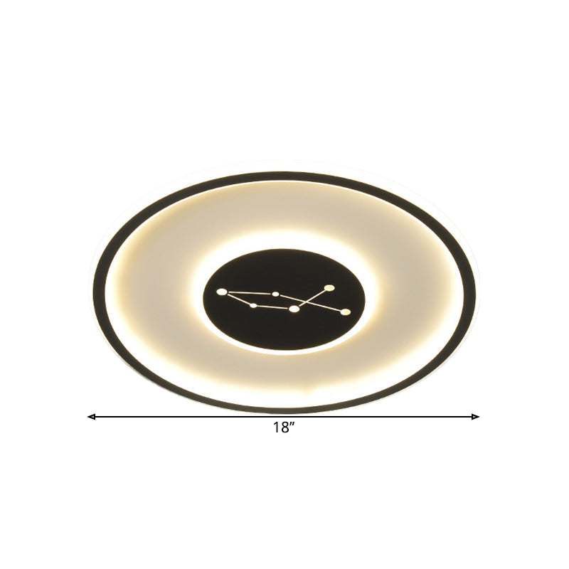 Modern Led Flush Mount Ceiling Lamp - Sleek Acrylic Design With Adjustable Light Color Black Finish