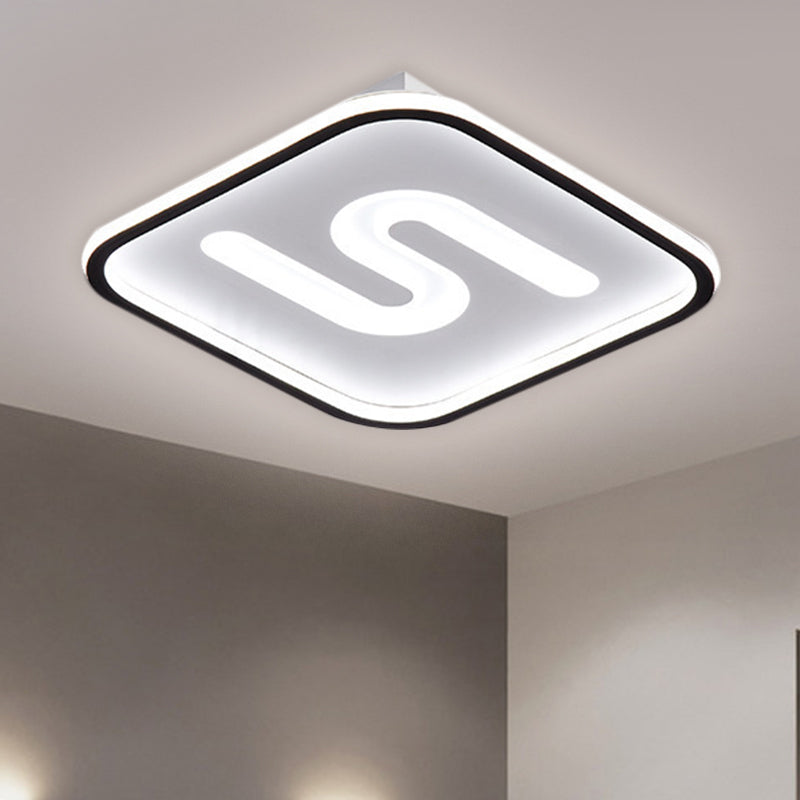 16’/19.5’ Modern Black/Gold Led Flush Mount With Warm/White Light And S - Shaped Design - Metal