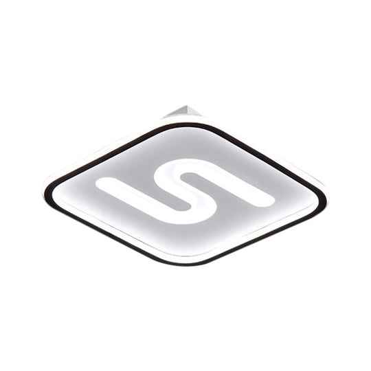 16’/19.5’ Modern Black/Gold Led Flush Mount With Warm/White Light And S - Shaped Design - Metal