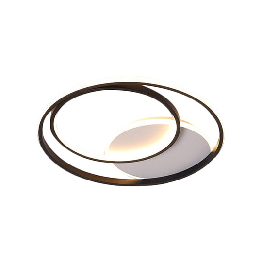 18’/21.5’ Simple Round Led Ceiling Flushmount Fixture In Black Warm/White Light