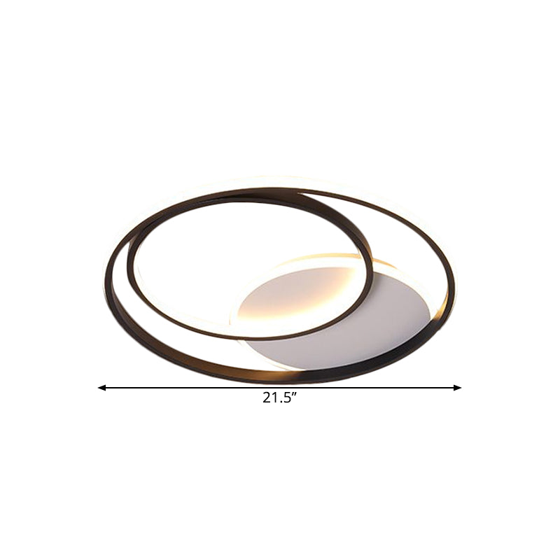 18’/21.5’ Simple Round Led Ceiling Flushmount Fixture In Black Warm/White Light