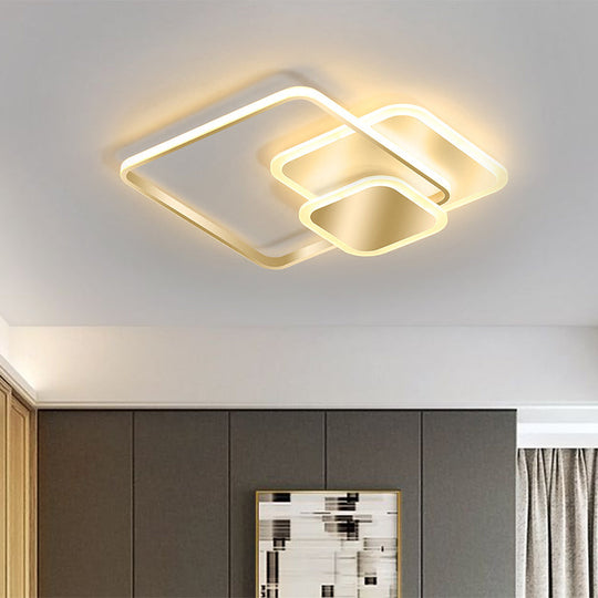 Modern Metallic Led Gold Flush Mount Ceiling Lamp In Warm/White Light 16.5’/20.5’ Wide / 16.5’ Warm