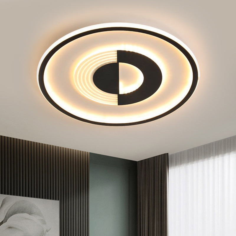 16/19.5 Round Acrylic Ceiling Lamp - Minimalist Led Flush Mount Lighting In Warm/White Black/White