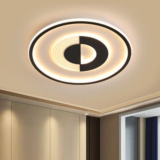 16/19.5 Round Acrylic Ceiling Lamp - Minimalist Led Flush Mount Lighting In Warm/White Black/White