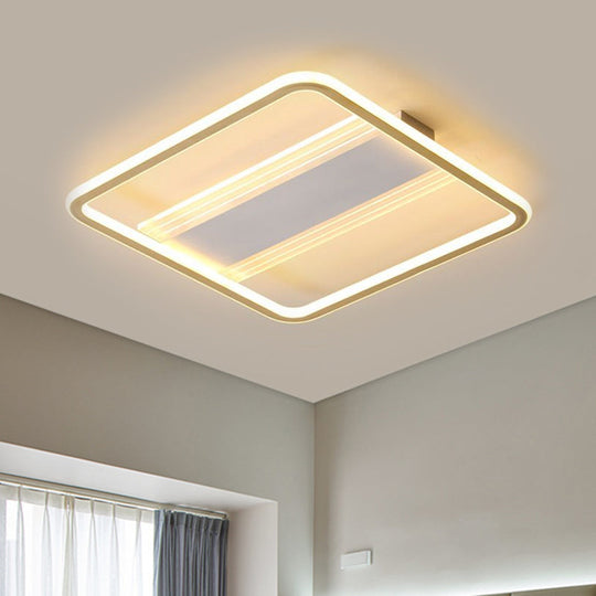 Modern Led Gold Square Ceiling Fixture With Acrylic Shade - 16.5/20.5 Width Semi Flush Warm/White