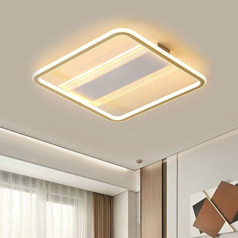 Modern Led Gold Square Ceiling Fixture With Acrylic Shade - 16.5/20.5 Width Semi Flush Warm/White