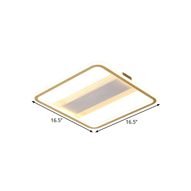 Modern Led Gold Square Ceiling Fixture With Acrylic Shade - 16.5’/20.5’ Width Semi Flush