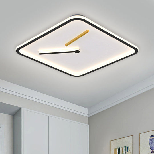 Modern Acrylic Led Flush Mount Lamp - Black/Gold Warm/White Light 16’/19.5’ Wide Black / 16’ White