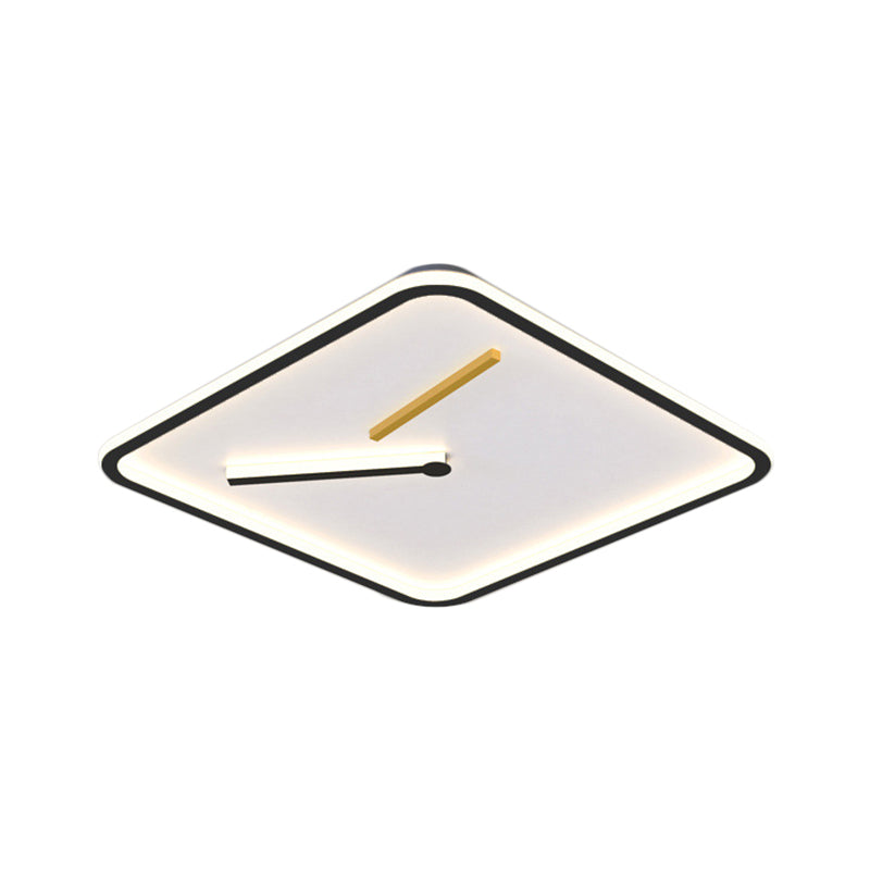 Modern Acrylic Led Flush Mount Lamp - Black/Gold Warm/White Light 16’/19.5’ Wide