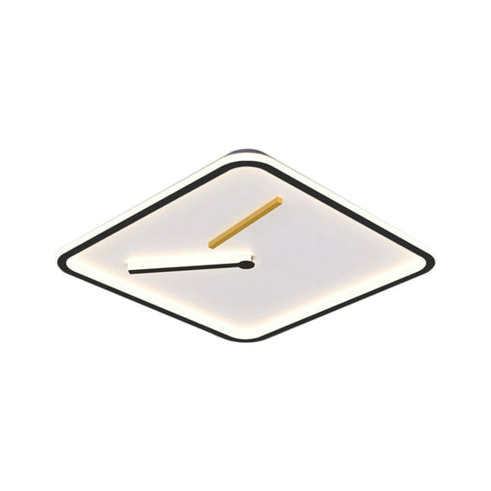 Modern Acrylic Led Flush Mount Lamp - Black/Gold Warm/White Light 16’/19.5’ Wide