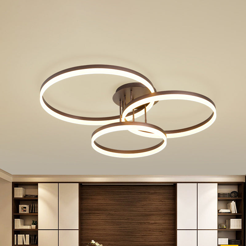 Modern Led Acrylic Ceiling Light Fixture - Brown Semi Flush Mount Lamp In 3 Widths & Tones /