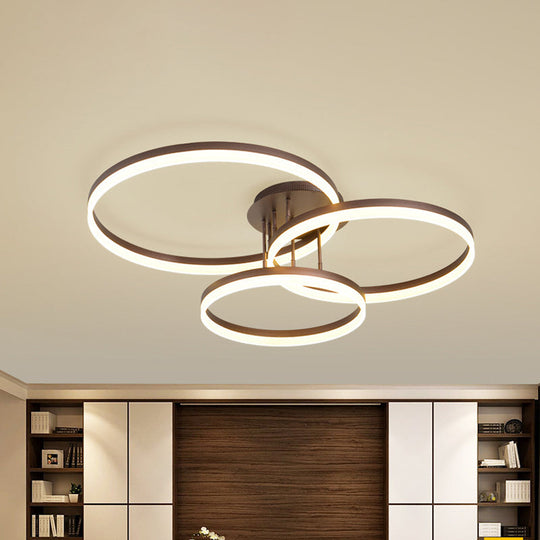 Modern Led Acrylic Ceiling Light Fixture - Brown Semi Flush Mount Lamp In 3 Widths & Tones /