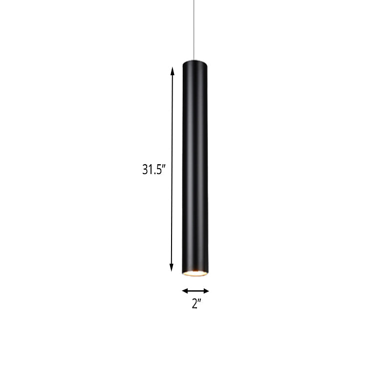 Cylinder Aluminum Pendant Lights - Minimalist Black Led Lighting For Dining Room (11’/19’/27’