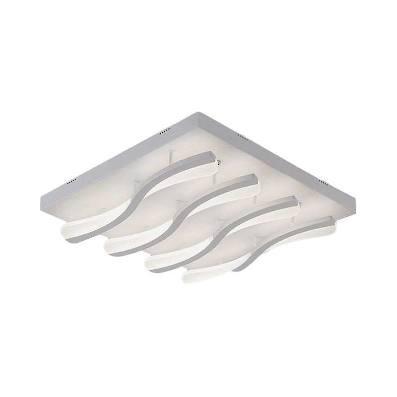 Modern Acrylic Led Flushmount Lighting - Wavy Design 21.5/26 Wide Ceiling Flush Light For Living
