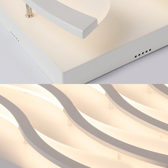 Modern Acrylic Led Flushmount Lighting - Wavy Design 21.5’/26’ Wide Ceiling Flush Light For