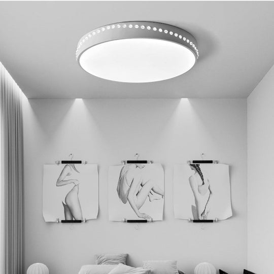 Modern Acrylic Flush Mount Drum Ceiling Light Fixture Led Black/White/Grey Warm/White