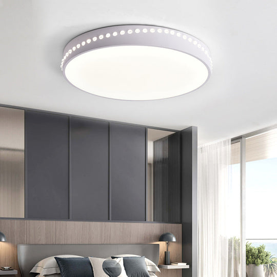 Modern Acrylic Flush Mount Drum Ceiling Light Fixture Led Black/White/Grey Warm/White