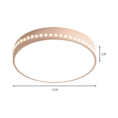 Modern Acrylic Flush Mount Drum Ceiling Light Fixture Led Black/White/Grey Warm/White 14/18/21.5 Dia