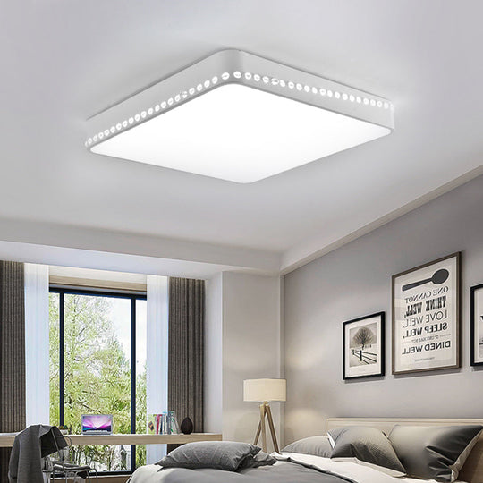 Modern Acrylic Led Ceiling Lamp With Crystal Accents - Available In Black White And Gold Finish