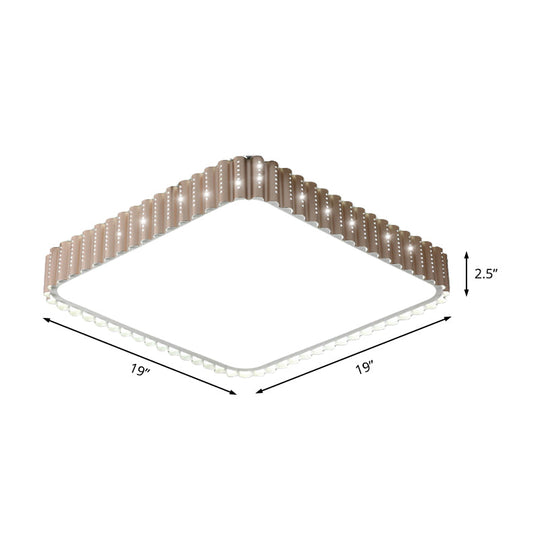 Contemporary Flush Mount Led Lamp - White/Gold Rectangular Ceiling Light Acrylic Shade Warm/White