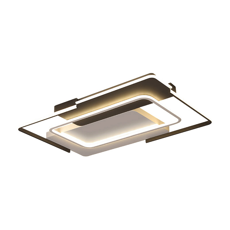 Modern Rectangular Flush Mount Led Ceiling Light In White/Warm - 35.5’/43’ Wide Ideal For