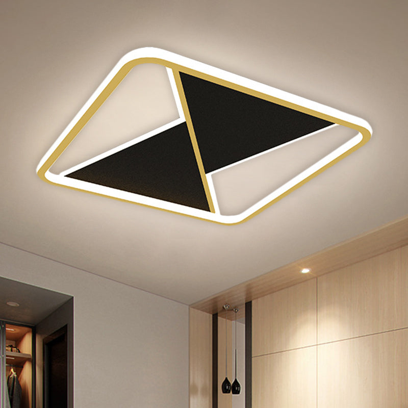 Square Flush Mount Metal Led Ceiling Light Fixture In Gold 16’/19.5’ Wide - Simplicity Combined