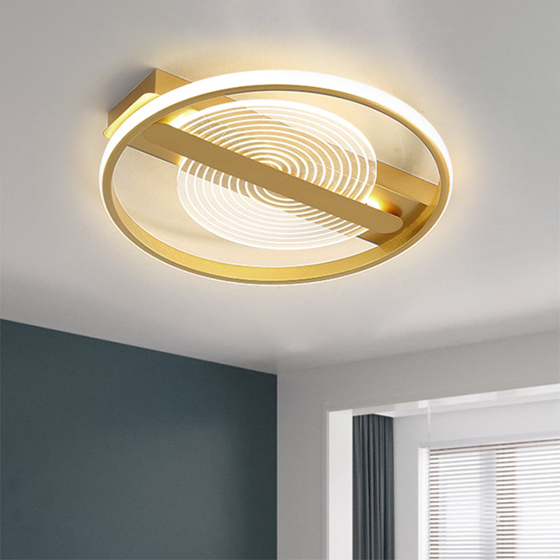 Contemporary Gold Led Flush Mount Lamp - 16.5/20.5 Wide Warm/White Light