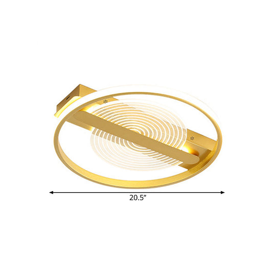 Contemporary Gold Led Flush Mount Lamp - 16.5’/20.5’ Wide Warm/White Light