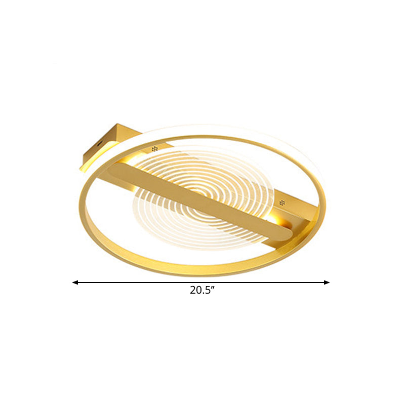 Contemporary Gold Led Flush Mount Lamp - 16.5/20.5 Wide Warm/White Light