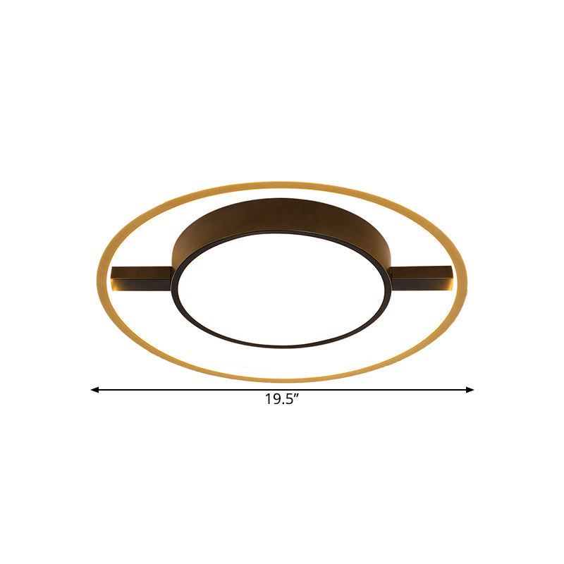 Nordic Metallic Led Ceiling Lamp - Ring And Drum Flush Mount In Warm/White Light Options Black