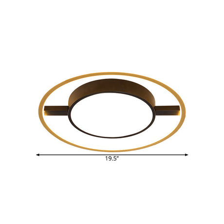 Nordic Metallic Led Ceiling Lamp - Ring And Drum Flush Mount In Warm/White Light Options Black