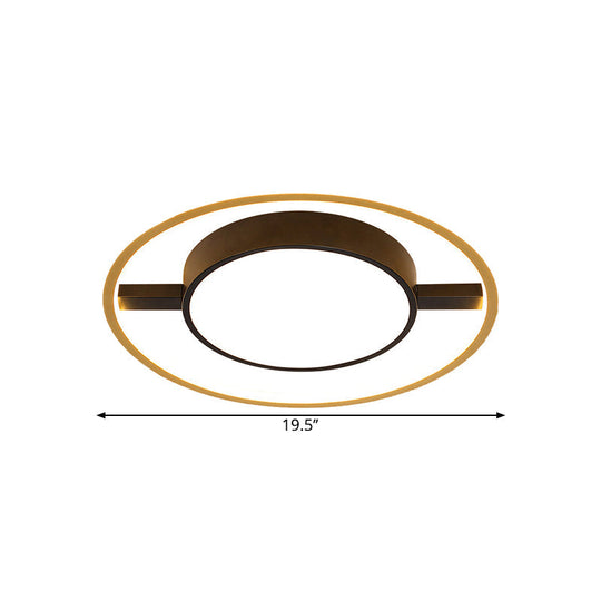 Nordic Metallic Led Ceiling Lamp - Ring And Drum Flush Mount In Warm/White Light Options Black