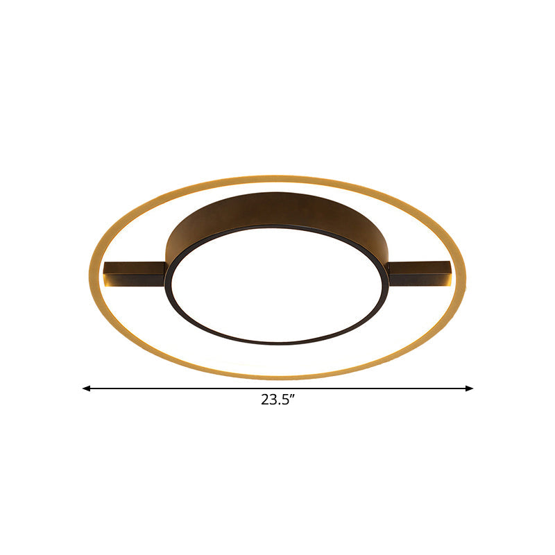 Nordic Metallic Led Ceiling Lamp - Ring And Drum Flush Mount In Warm/White Light Options Black