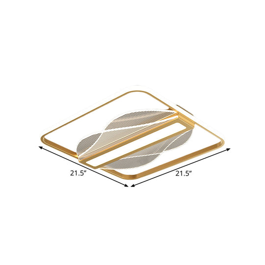 Simplicity Led Flush Mount Gold Bar Decor Ceiling Light With Metallic Shade Warm/White 18/21.5 Wide